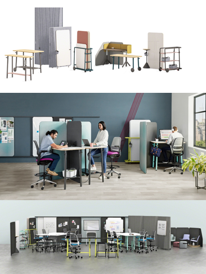 SteelCase Flex Collection product shown at NeoCon 2019 to commercial designers in Chicago, Illinois