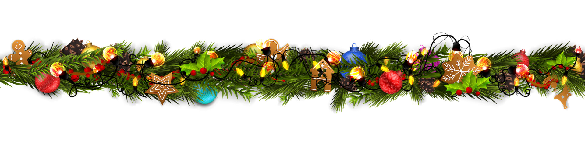 Christmas border (Weihnachten Girlande) with fir branches, pine